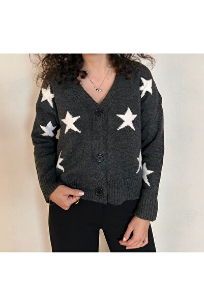BELISTIL كارديجان تريكو بياقة على شكل حرف V بنقشة نجمة مدخنة