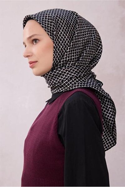 Belli Tivil Pure Silk Scarf 4203 - 09 Μαύρο γεωμετρικό σχέδιο