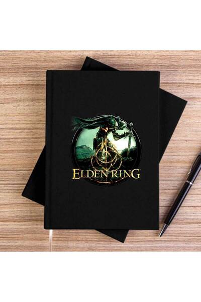 CrowsGate Elden Ring Text Icon Black Unlined Canvas Notebook