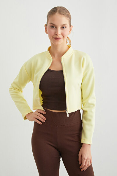 Fulla Moda Αθλητικό μπουφάν με φερμουάρ και γιακά με κομμένο σχήμα