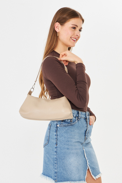 MODA Lumira Bej Mini Baget Kadın Omuz, Kol ve El Çantası