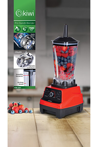Genel Markalar 2000W Paslanmaz Çelik Bıçaklı Profesyonel Standlı Blender Kırmızı