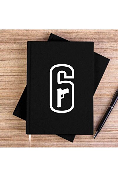 CrowsGate Rainbow Six Emblem White Black Unlined Canvas Notebook