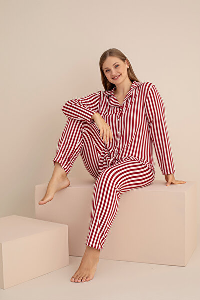 rindahomewear Women's Plus Size Milan Knitted Long Sleeve Women's Buttoned Pajama Set