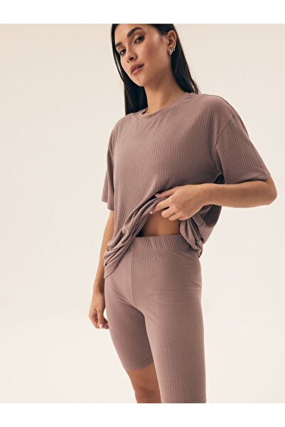 Henderson Women's Homewear 2-Piece Set Outfit Oversize T-Shirt & Biker Shorts Ribbed | Nueva