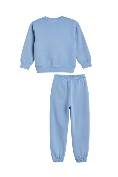 Emsun Kız Çocuk Bebek Mavisi Yandan Cepli Baskılı İkili Takım