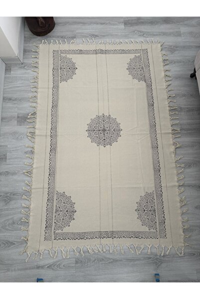 DIGERUI Large Size Tablecloth for 12 People – Cream Black Pattern