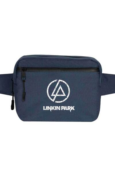 CrowsGate حقيبة الخصر بشعار لينكين بارك باللون الأزرق الداكن
