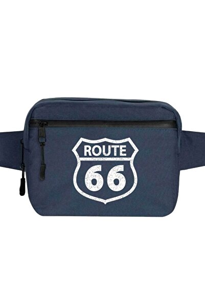CrowsGate Geantă de talie cu logo Route66 Culoare bleumarin