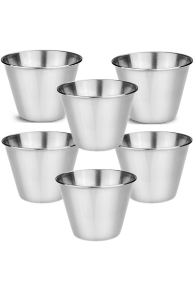 Raki Set of 6 stainless steel bowls 200ml conical D8xh5.5cm