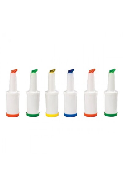 Raki Set of 6 syrup storage and dispensing bottles 1000ml various colors
