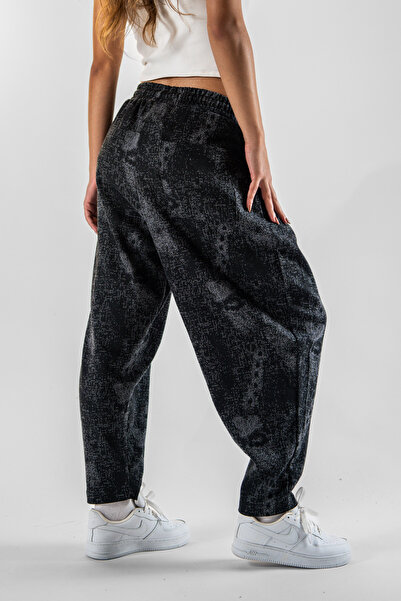 Superbluemexico Women's Jacquard Patterned Pleated Shalwar Trousers