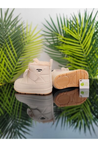 elma bebe İçi Yünlü Kürklü Anatomik Kız Bebek Çocuk Yağmur Kar Kışlık Cırt Cırtlı Fiyonk Kurdele Bot Ayakkabı