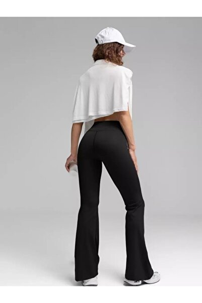 MİSTİRİK Tagia Model Soft Fabric Bodycon Spanish Leggings Black Color