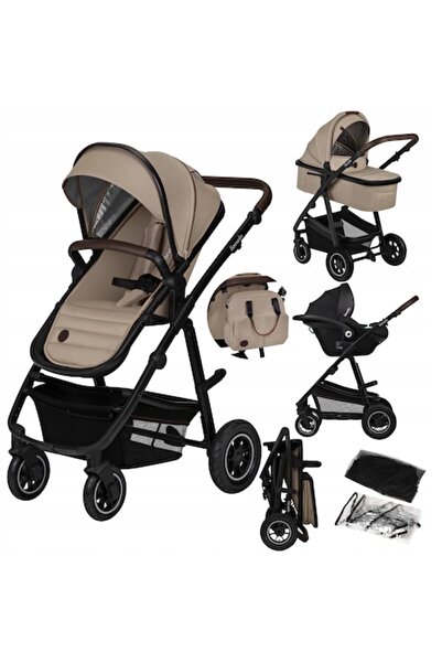 Lionelo Carucior 3 in 1, Lionelo, Amber, Landou intarit, Scoica auto testata ADAC, Pana la 22 kg, Bej