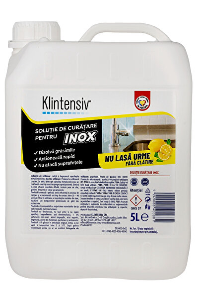 KLINTENSIV Soluție Curățare Inox 5 Litri – Strălucire Imediată, Fără Urme, Ideală pentru Suprafețe d