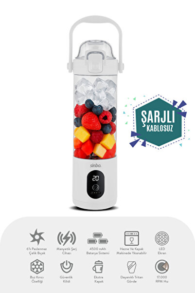 woodhub Taşınabilir Çok Amaçlı Küçük Blender Beyaz Renk