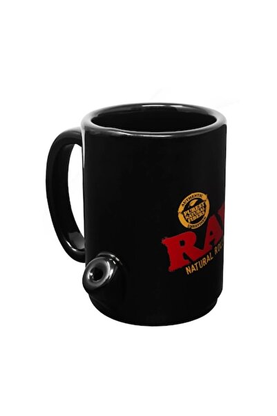 RAW Ceramic Mug with Pre-Rolled Cone Holder, Wake-Up and Bake-Up, 12cm
