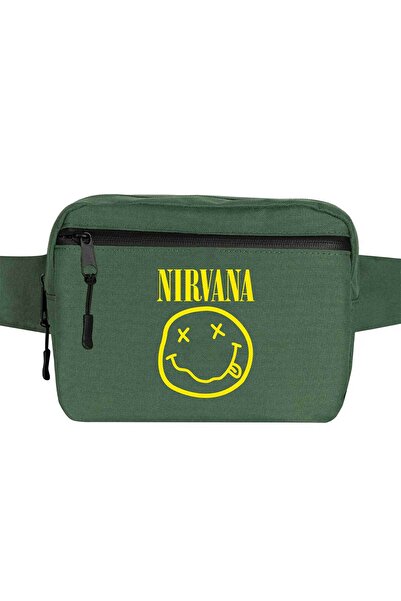 CrowsGate حقيبة خصر بشعار نيرفانا باللون الأخضر