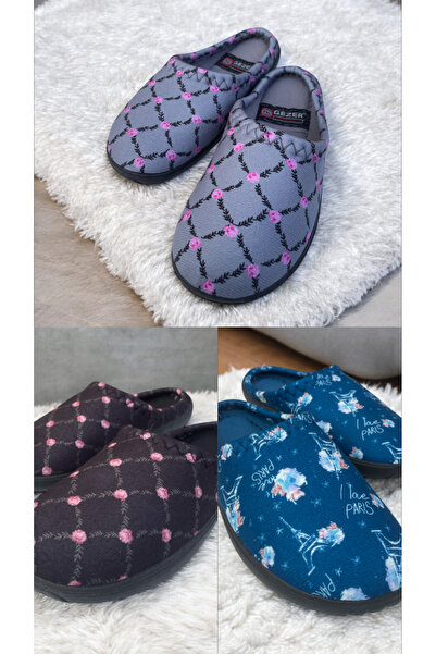 GEZER Women's Home Carpet Slippers. Guest Slippers Soft Sole Set of 3. Set of 3 Winter Home Slippers