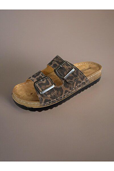 GEZER Papuci ortopedici cu cataramă pentru femei cu model leopard