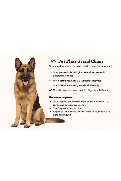 Pet Phos Supliment mineral-vitaminic pentru câini de talie mare CROISSANCE