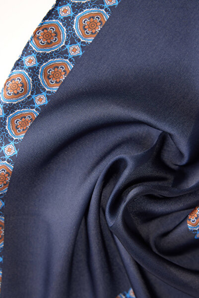ALTINYILDIZ CLASSICS Men's Navy Blue-Brown Patterned Handkerchief