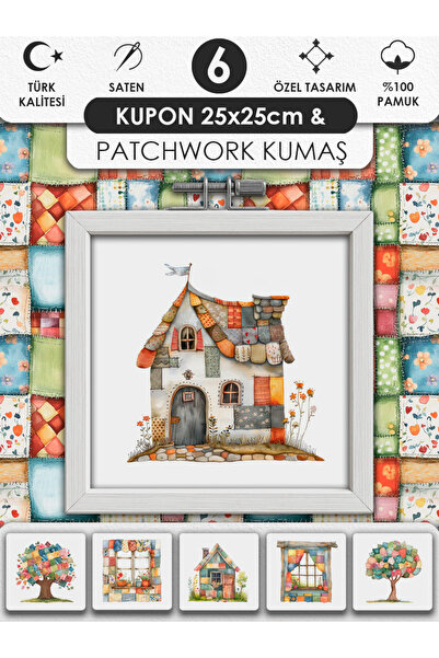 FabricMarket Patchwork Kumaş Seti – Dikiş ve Hobi İçin %100 Pamuk Desenli Kumaş Kuponları