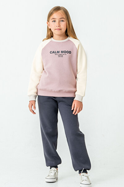 AHENGİM Σετ χειμερινής φόρμας για κορίτσια Calm Mood με στάμπα με 3 κλωστές Ak4209