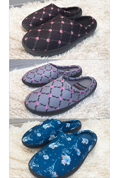 GEZER Women's Home Carpet Slippers. Guest Slippers Soft Sole Set of 3. Set of 3 Winter Home Slippers