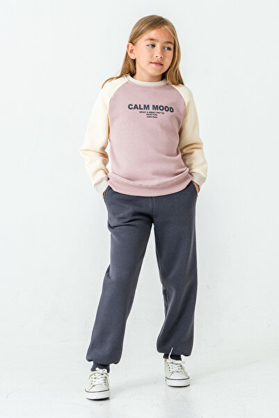 AHENGİM Σετ χειμερινής φόρμας για κορίτσια Calm Mood με στάμπα με 3 κλωστές Ak4209