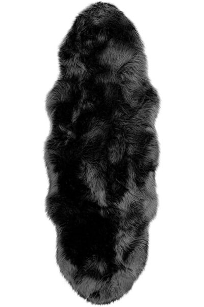 LUNA HOME Valeria fur rug, very fluffy black 65x180 cm