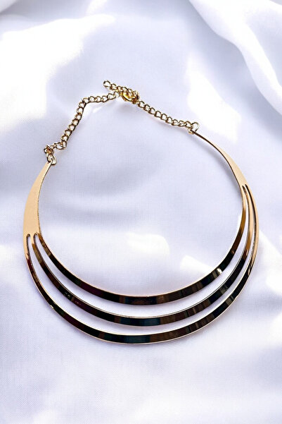 PETEK AKSESUAR Metallized Choker Tape Necklace