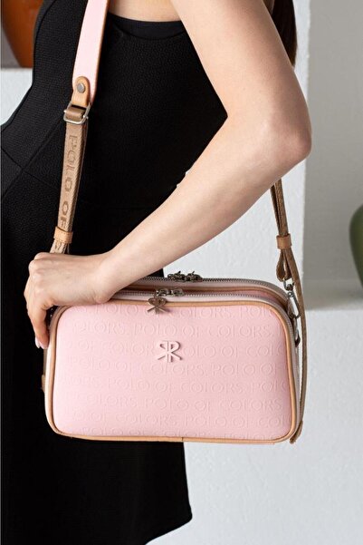 Çanta Trend Powder 5 Compartment Embossed Faux Leather Crossbody Adjustable Strap Women's Shoulder Bag