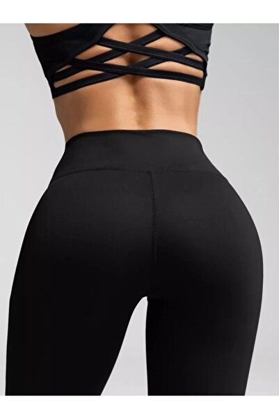 MİSTİRİK Tagia Model Soft Fabric Bodycon Spanish Leggings Black Color