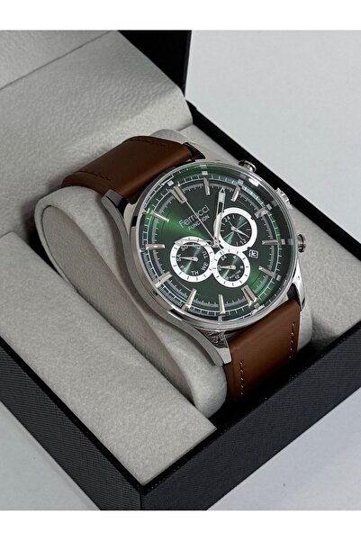 Ferrucci ERKEK KOL SAATİ METAL KASA DAYANIKLI DERİ KORDON 30 METRE SUYA DAYANIKLI