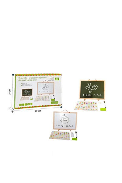 Generic Black and white magnetic wooden board with tangram letters and numbers