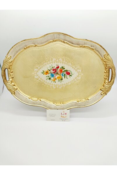 L&M FLORENCE ART صينية خشبية لونا الإيطالية من إل آند إم باللون العاجي