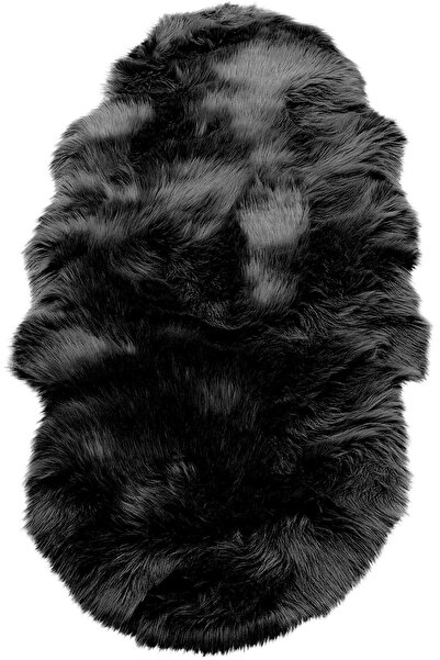 LUNA HOME Valeria fur rug, very fluffy black 65x180 cm