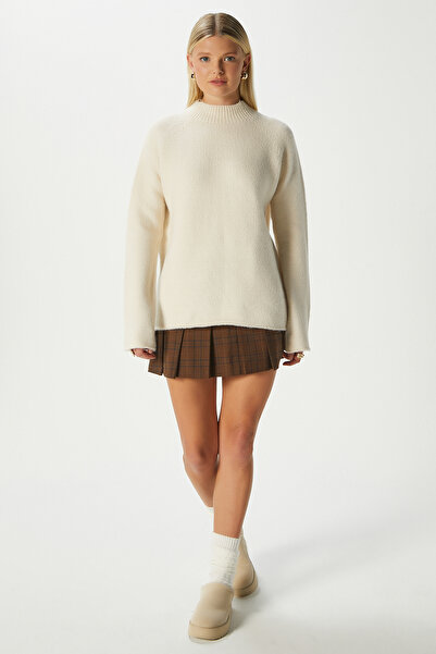 Ritnice Women's Puffy Soft Textured Stone Knitwear Sweater