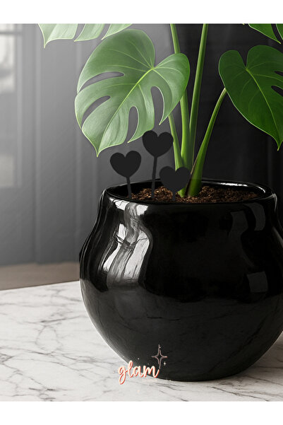 GLAM DEKORASYON Kalp Form Saksı Dibi Süsü Pla Bitki Çiçek Aksesuarı Ev Dekora...