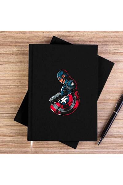 CrowsGate Captain America Black Unlined Canvas Notebook