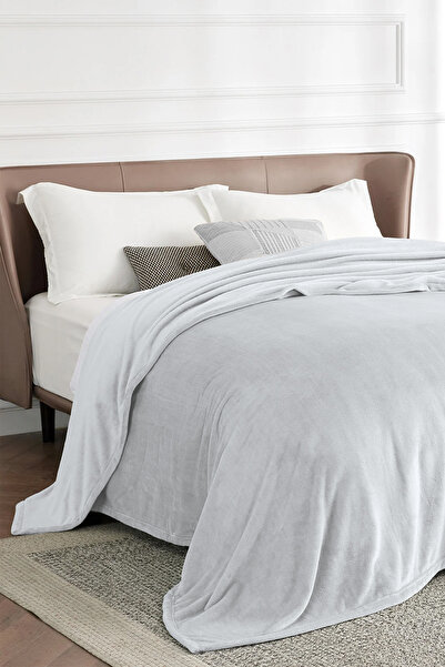 Calmera Wellsoft Çift Kişilik Yatak Örtüsü | Ultra Yumuşak & Hafif | Peluş | 200 × 220 cm - Gri