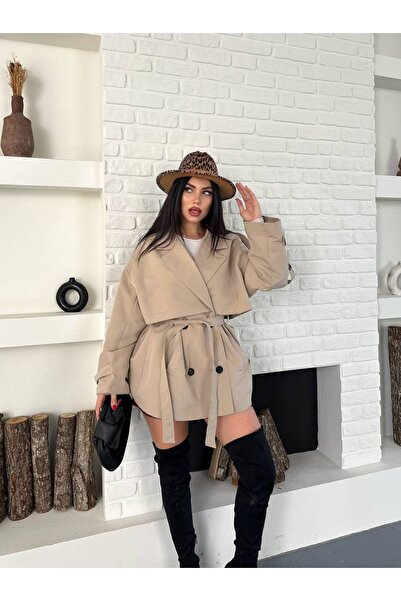 Bella Breeze Kadın Şık Kuşaklı Modern Tasarım ve Rahat Kesim Dış Giyim Trençkot