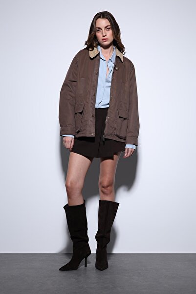 Antioch Light Brown Contrast Collar Women's Jacket