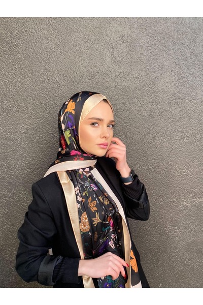 sem oyuncak Luxury Voile Silk Shawl Hijab Foulard Scarf Shawl Floral Pattern ...