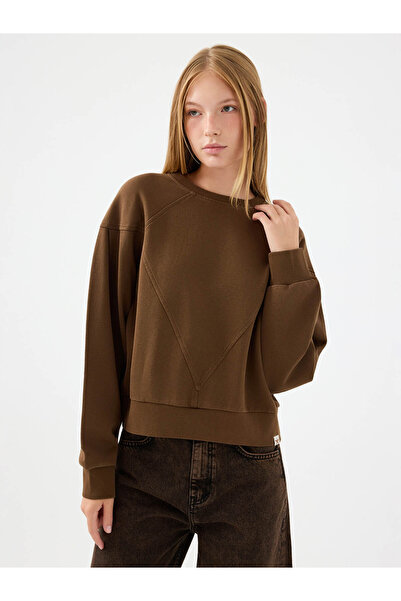 Loft Long Crop Brown Women's Sweatshirt Lf2041267