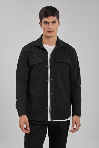 BARRELS AND OIL Erkek Çift Cepli Gömlek - Siyah