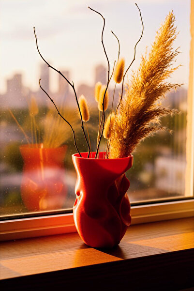 N NOXXO Copper Color Modern Design 3D Printed Decorative Vase - Organic Twisted Flower Vase