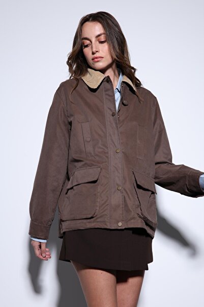 Antioch Light Brown Contrast Collar Women's Jacket